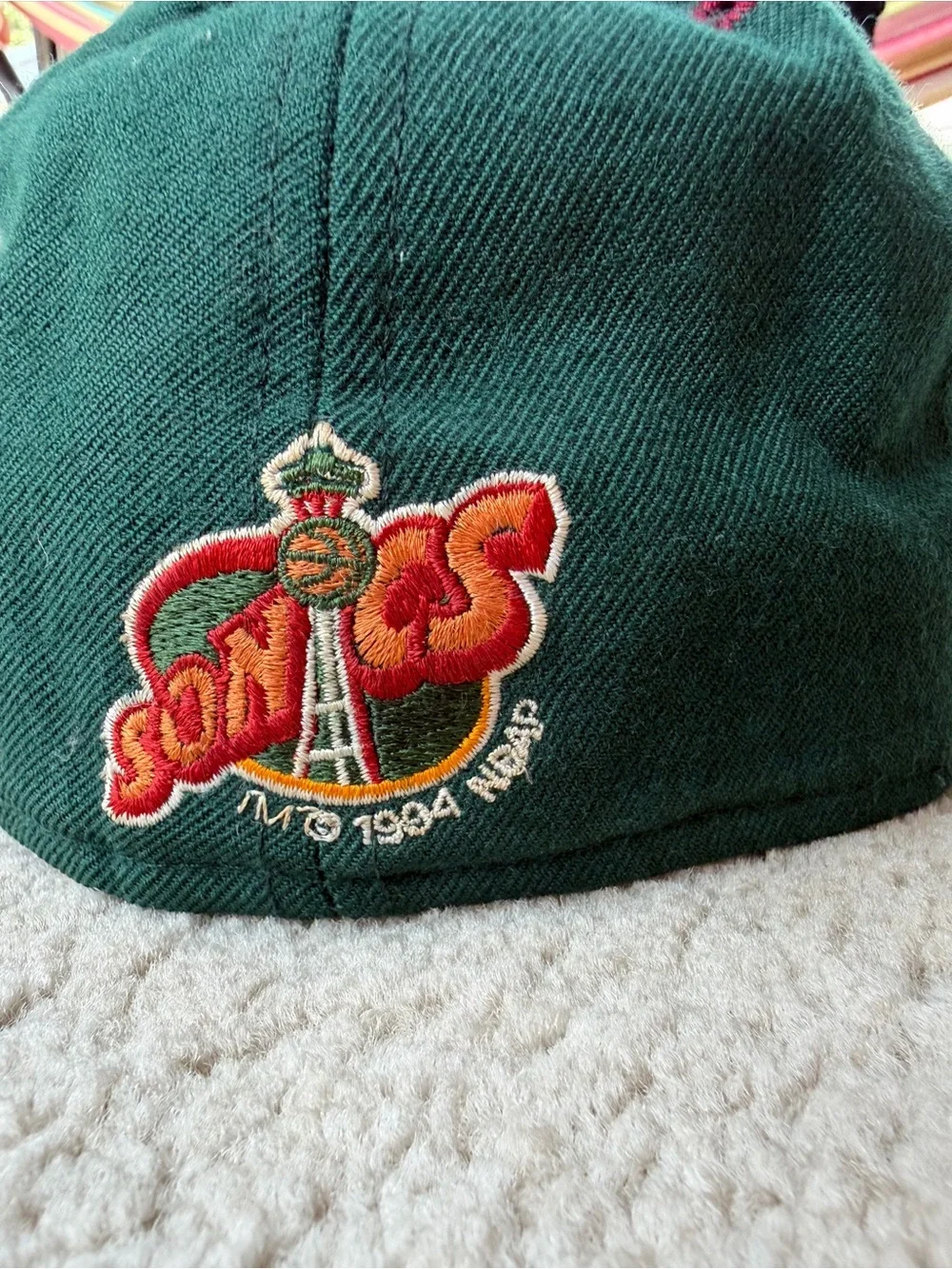 Vintage 1994 New Era 5950 Size 7 Seattle SuperSonics NBA Green Fitted Wool Hat